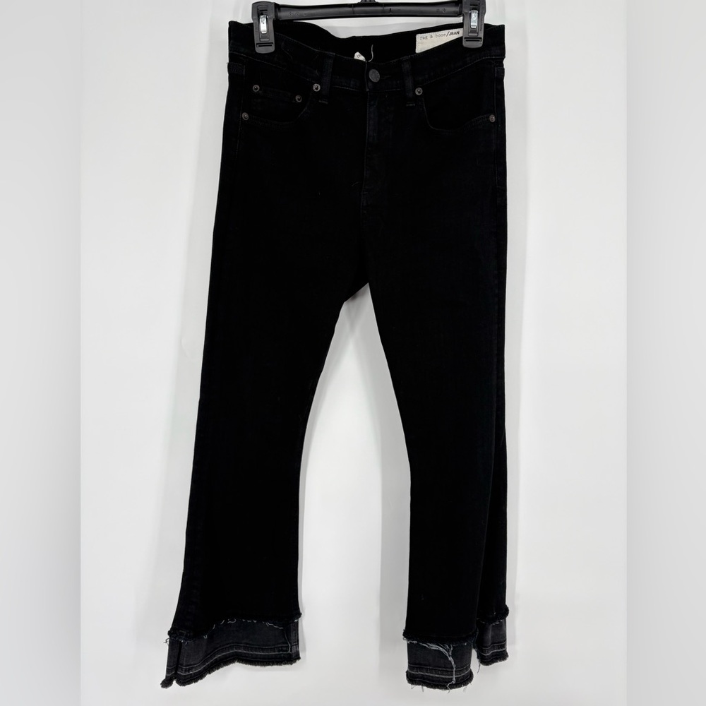 rag & bone Jet Black 10 INCH CROP FLARE Jeans
